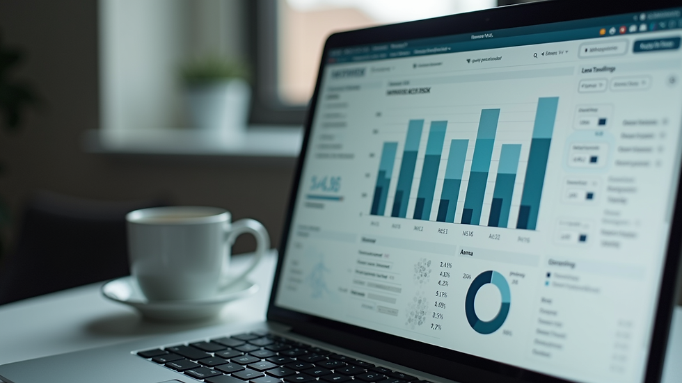 Close-up view of a laptop screen showing accounting software dashboard