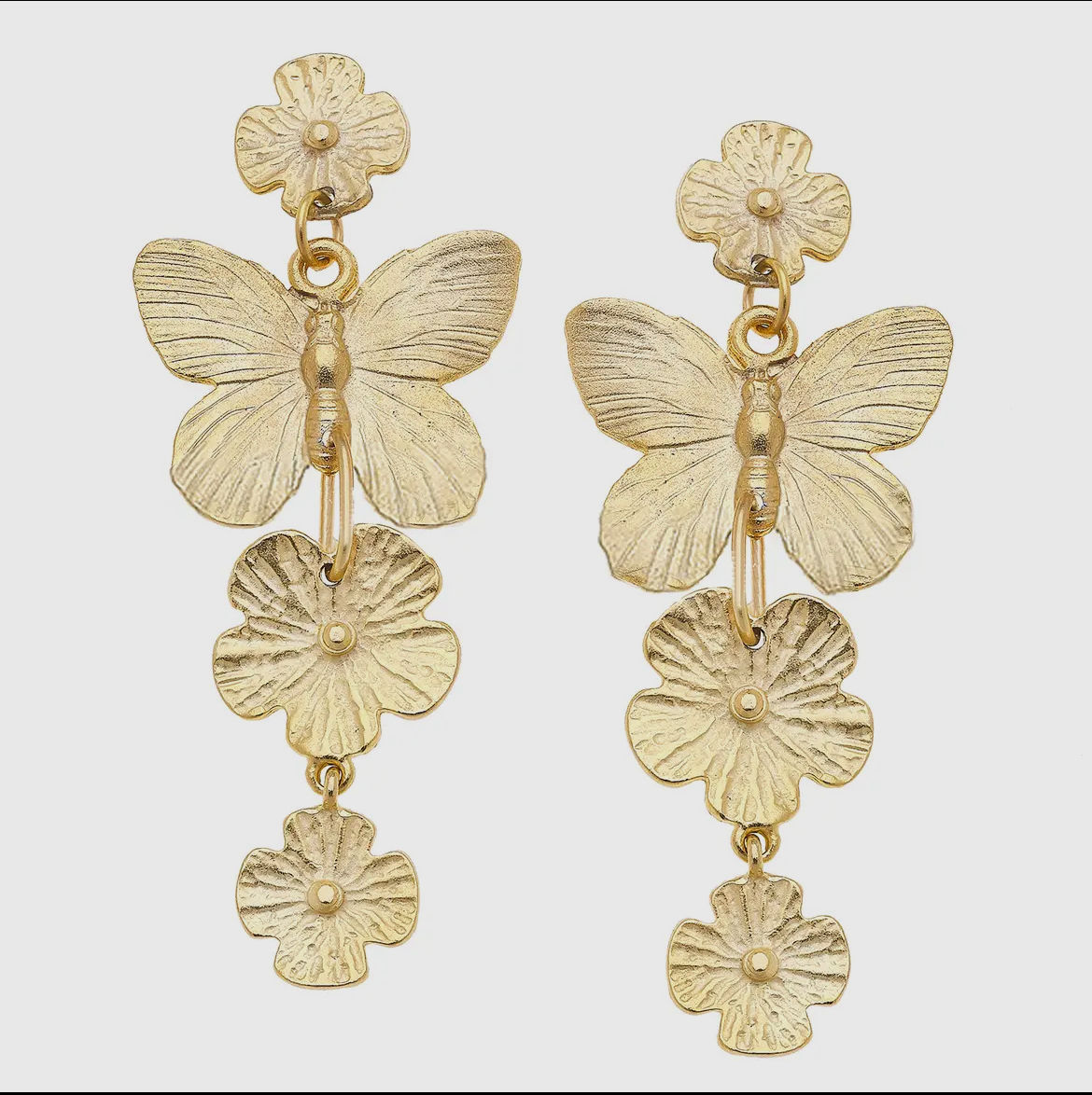 Susan Shaw Butterfly & Blossom Tiered Earrings