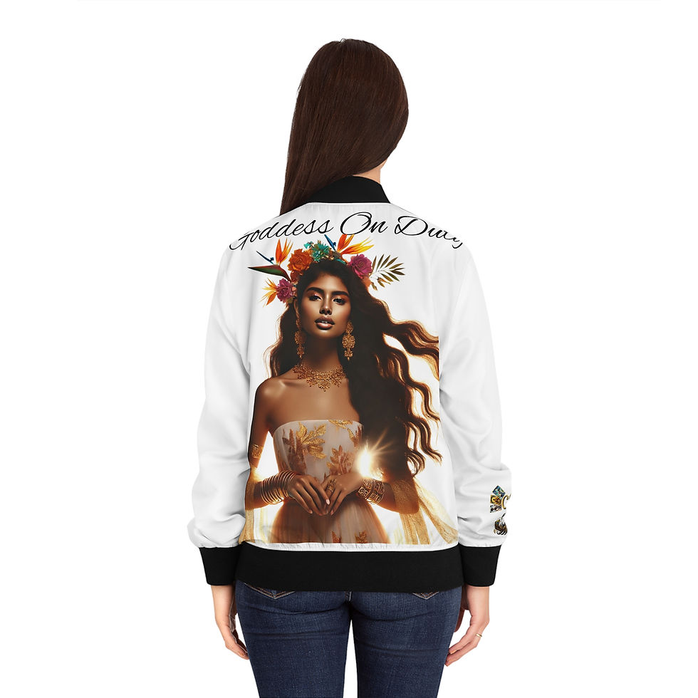 Thumbnail: Goddess On Duty Flor Women's Bomber Jacket (AOP)