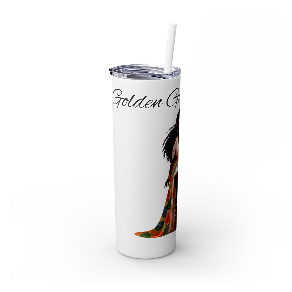 Thumbnail: Golden Goddess Skinny Tumbler with Straw, 20oz