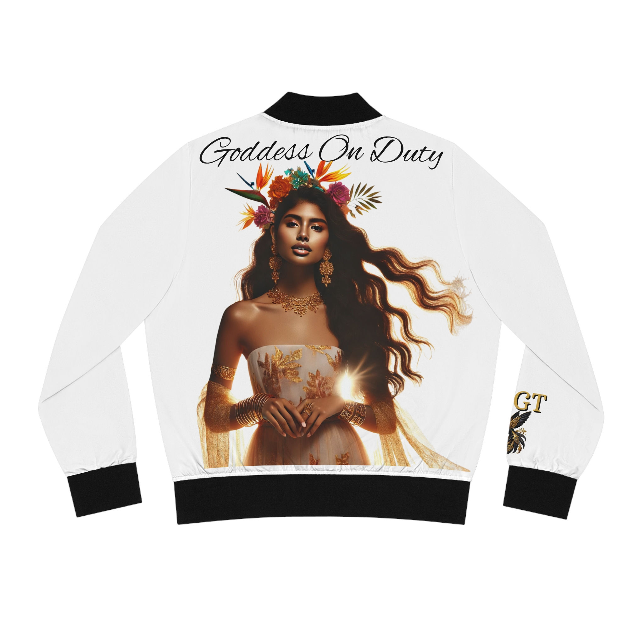 Goddess On Duty Flor Women's Bomber Jacket (AOP)