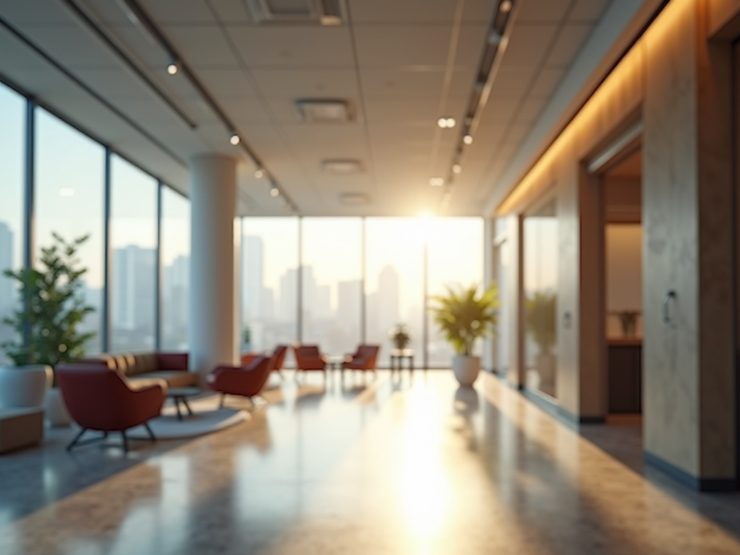 Architectural office interior with natural light.