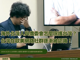 2024/10/30 [外交及國防委員會]強化僑界聯繫、應對中國滲透！沈伯洋關心海外台灣人：訊息流通將更加理想