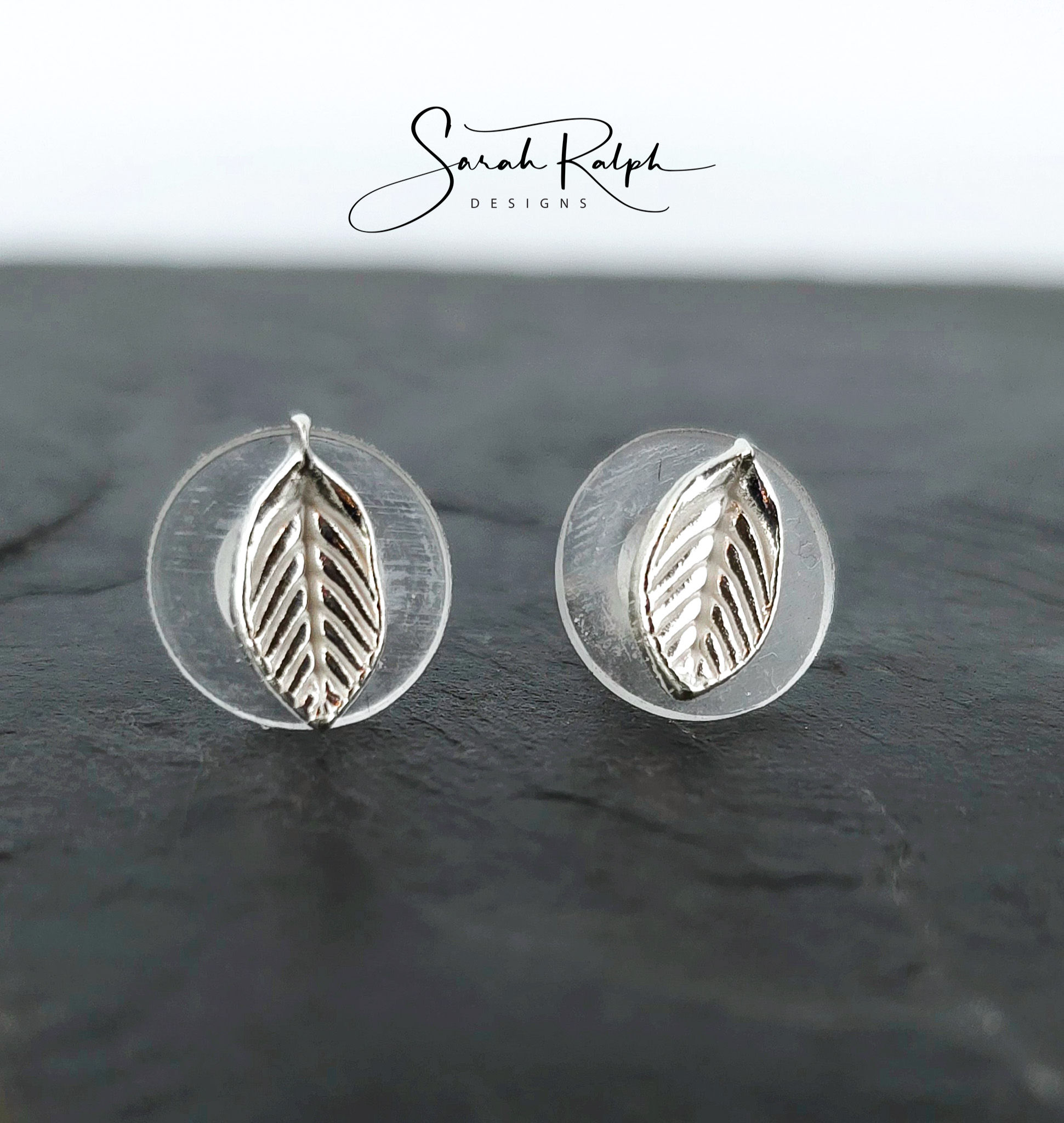 Beech Leaf Silver Stud Earrings