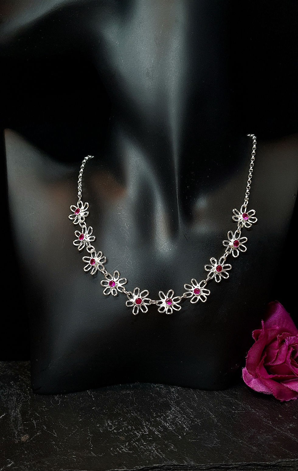 Hot Pink Posy Necklace