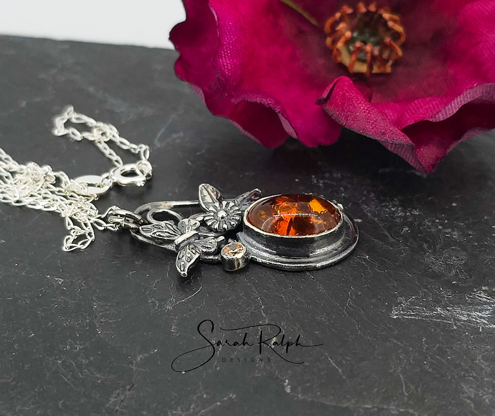 Thumbnail: Statement Chelsea Amber Pendant with a champagne CZ Stone