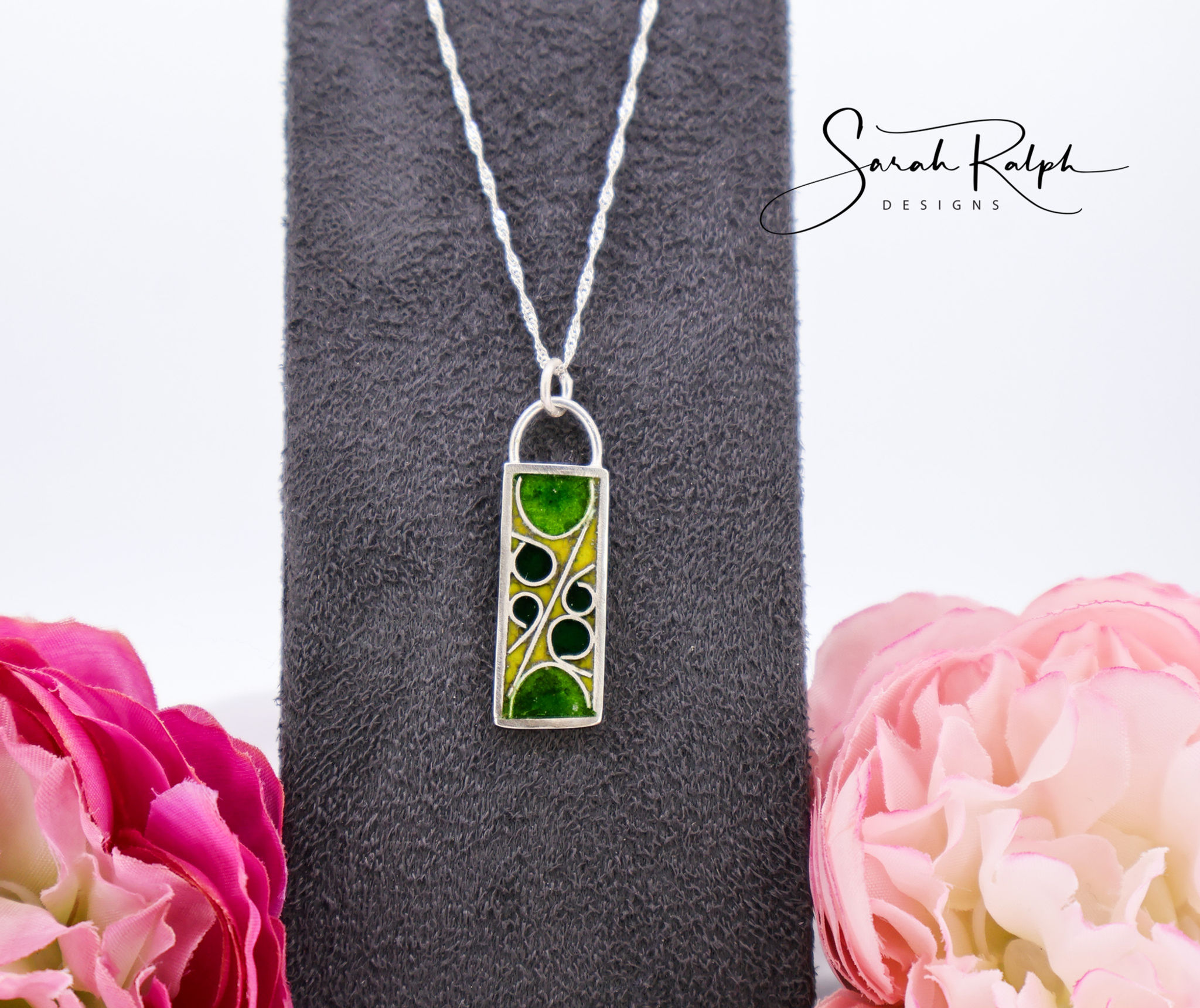Long Green Cathedral Cloisonne Pendant