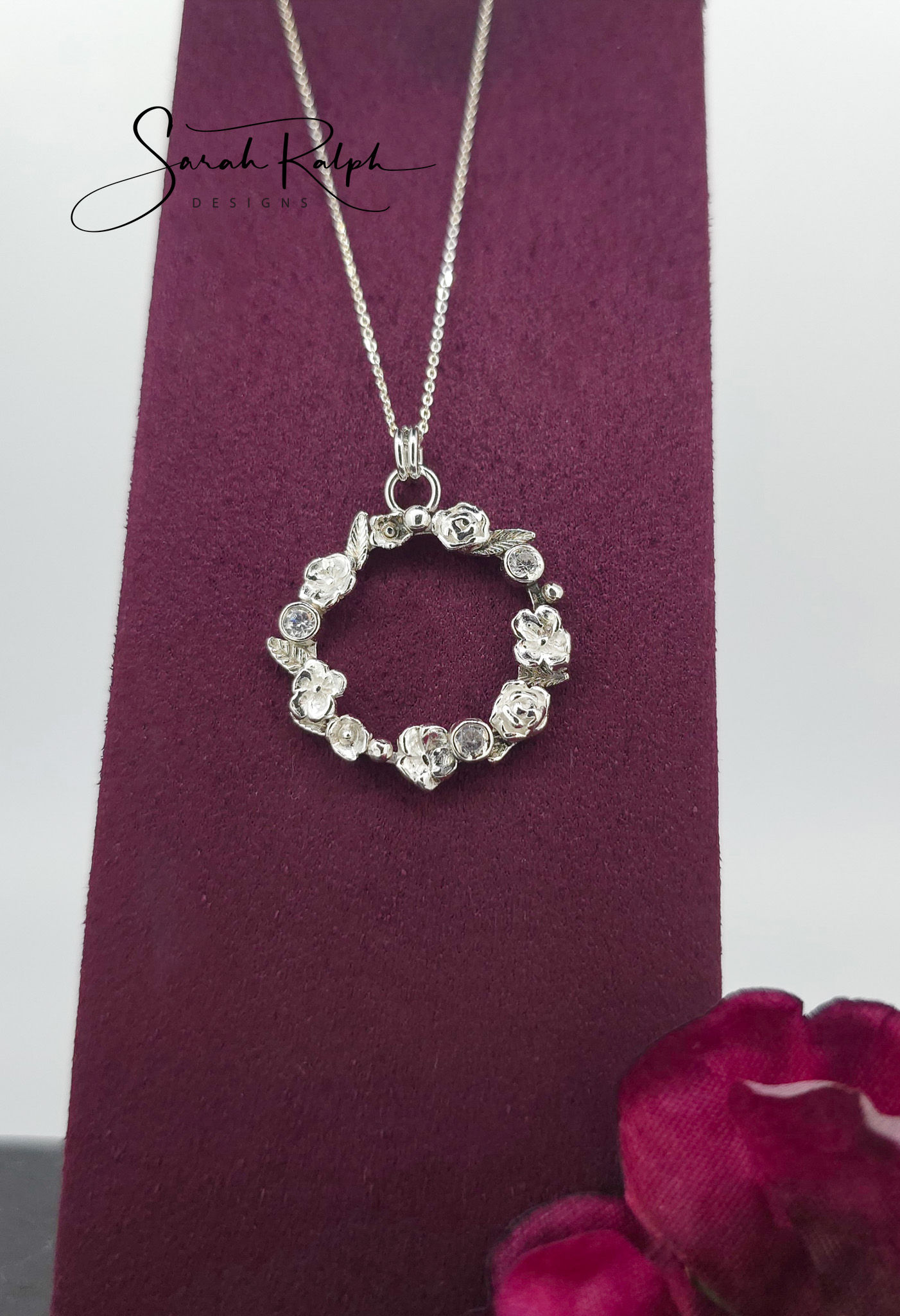 Chelsea Wreath Pendant with White CZ's