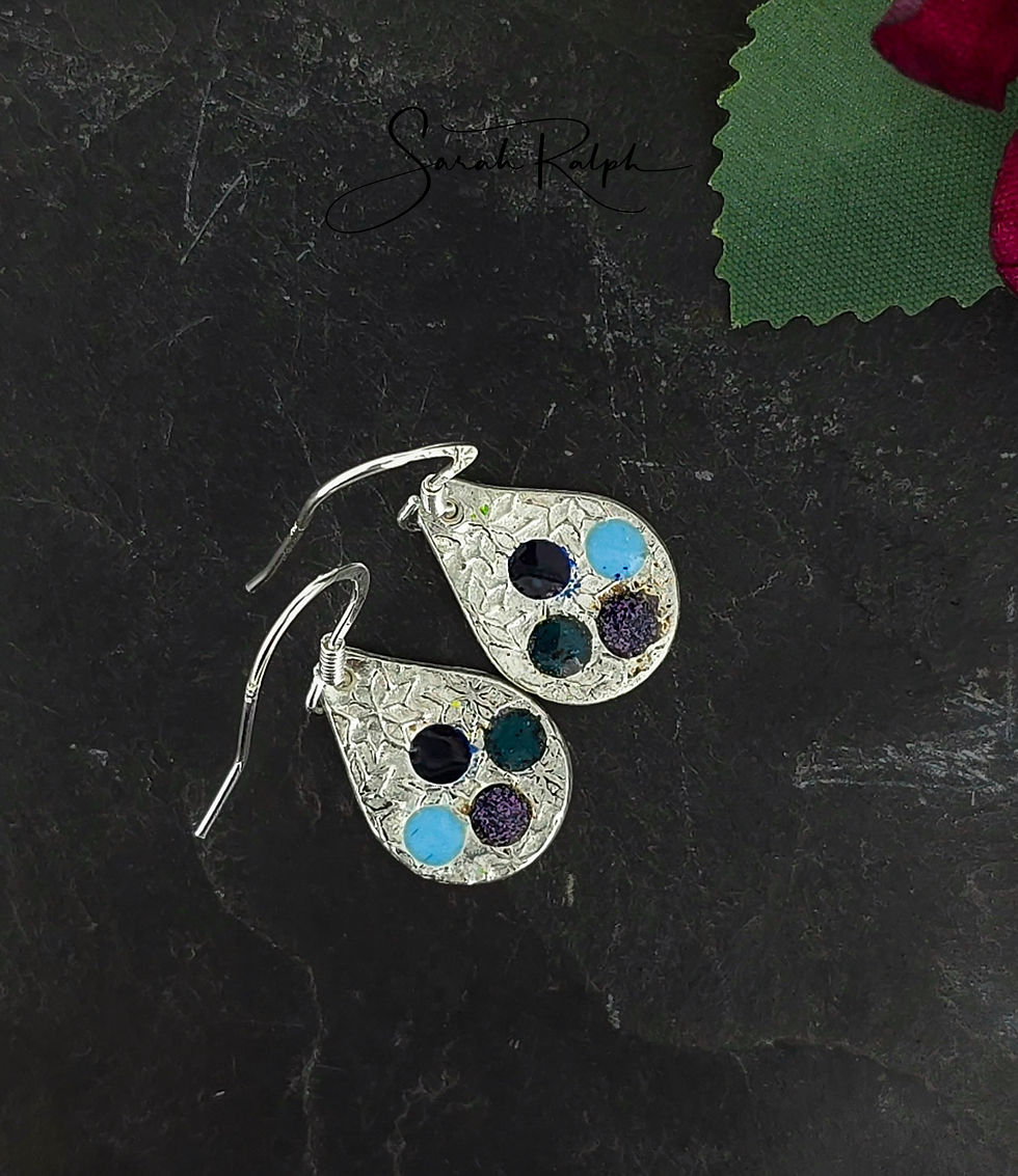 Thumbnail: Blue Hue Teardrop Stained Glass Earrings