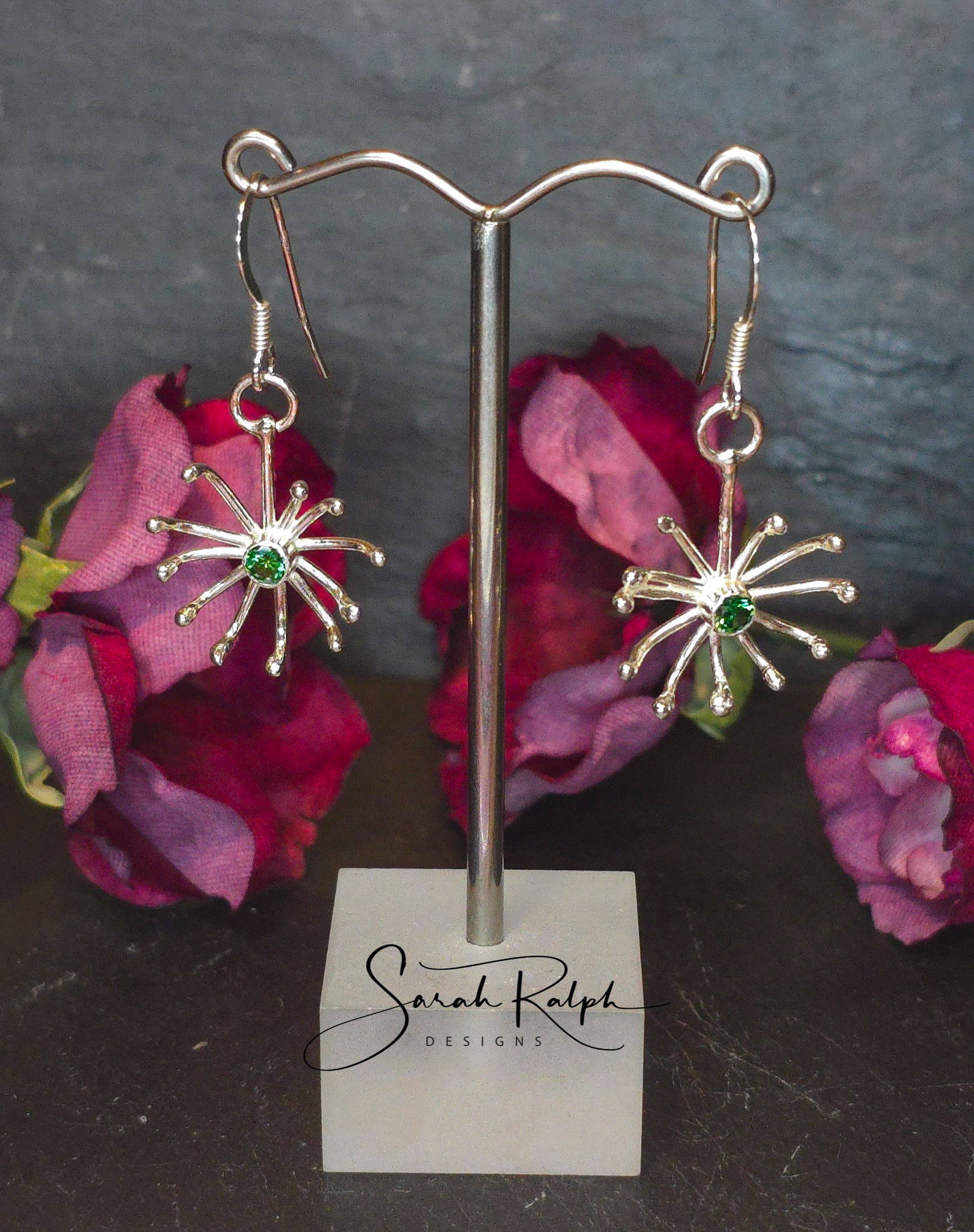 Green Anemone Drop Earrings