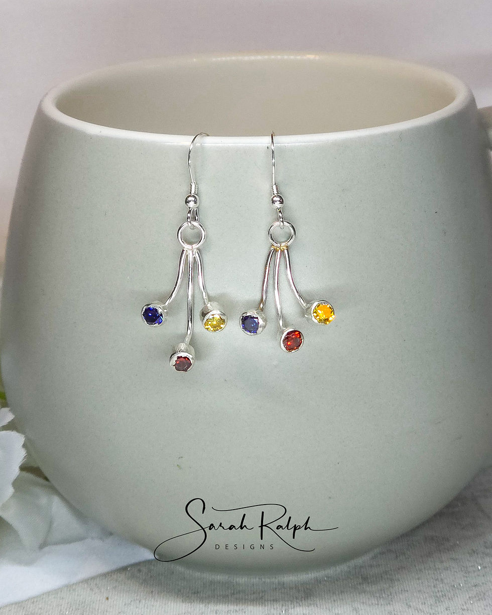 Thumbnail: Fireworks Earrings in dark blue, red and yellow