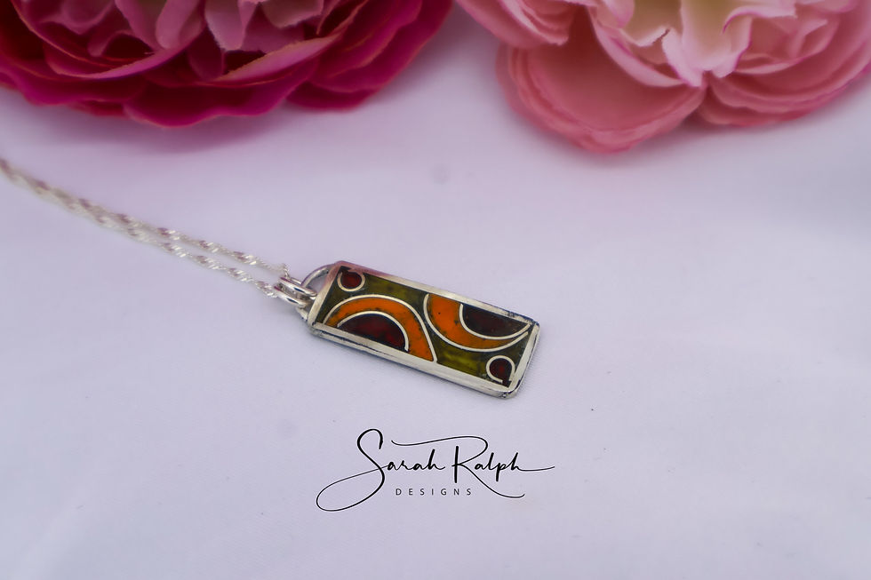 Thumbnail: Red, Orange and Yellow Cathedral Cloisonne Pendant