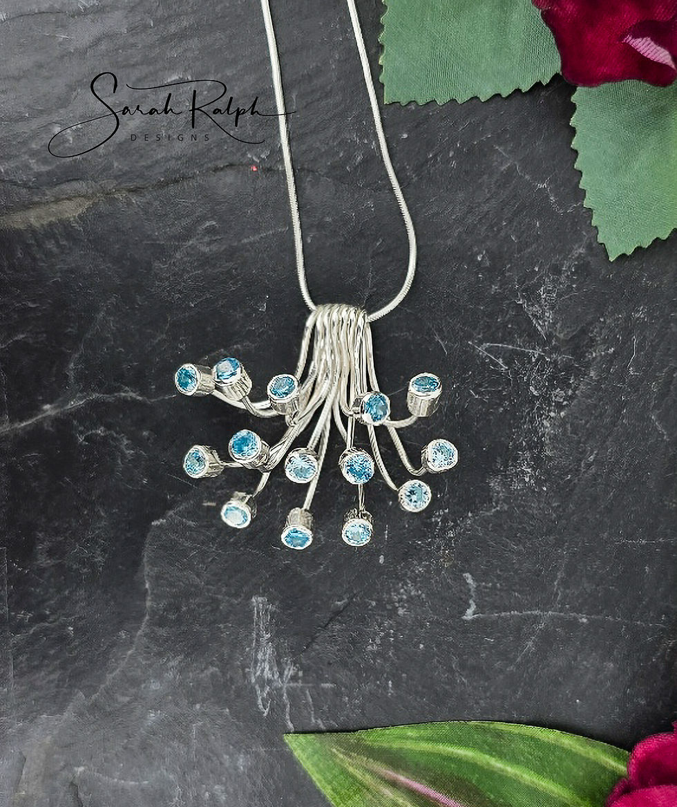 Thumbnail: 14 Stone Cool Blue Firework Pendant