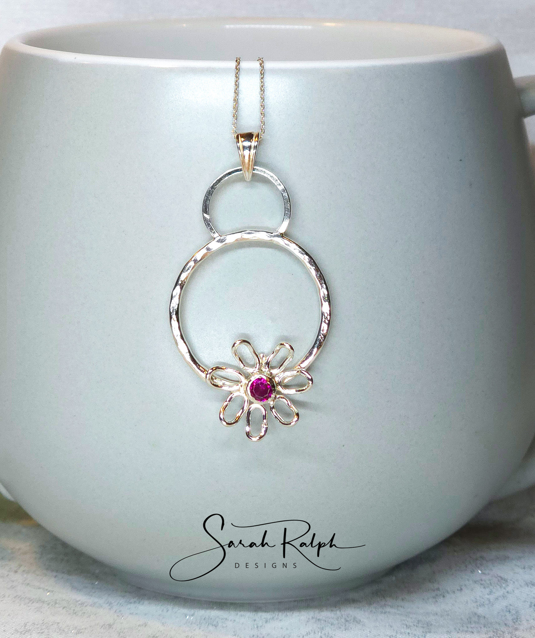Single Hot Pink Flower Garden Pendant
