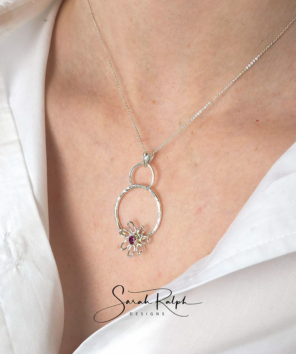 Thumbnail: Single Hot Pink Flower Garden Pendant