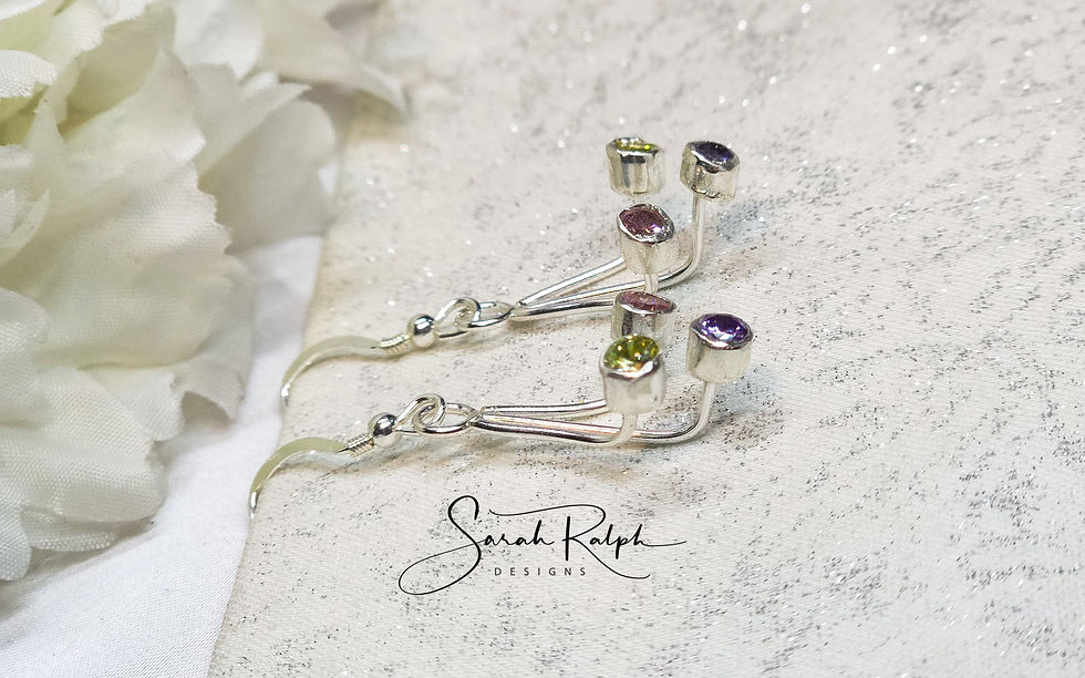 Thumbnail: Firework Earrings Triple Earrings in yellow, lilac and pink