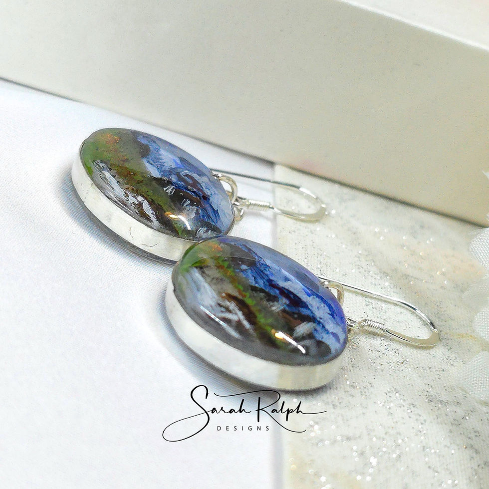Thumbnail: Wearable Art Mountain Landscape Earrings with waterfall