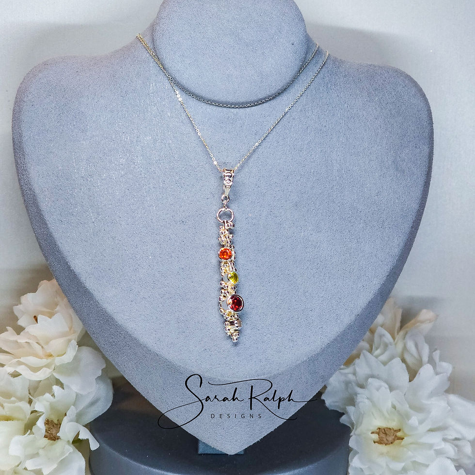 Thumbnail: Red, Yellow, Orange and Champagne Drop Luomu Pendant