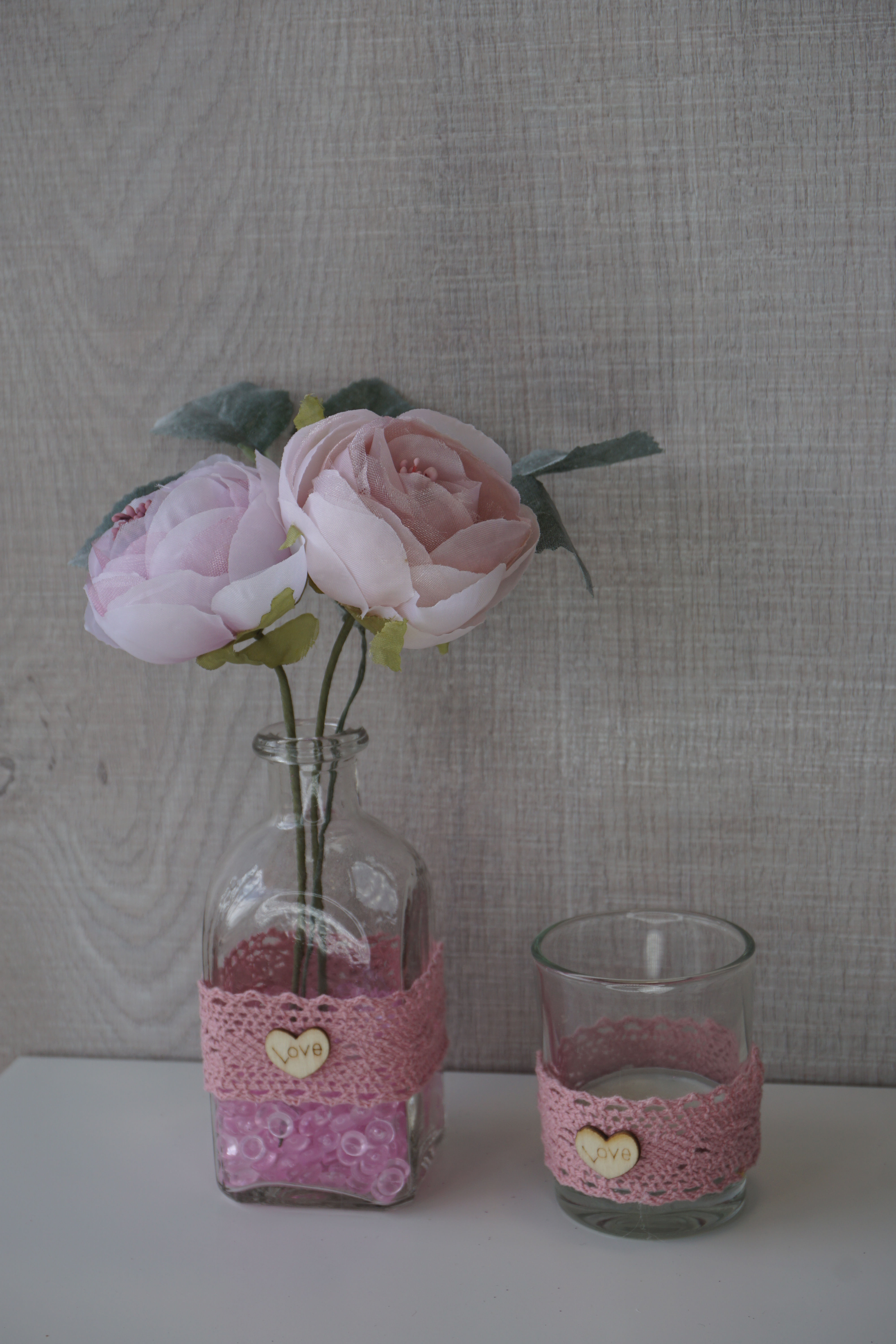 Σετ χειροποίητο βαζάκι με λουλούδια και ρεσώ