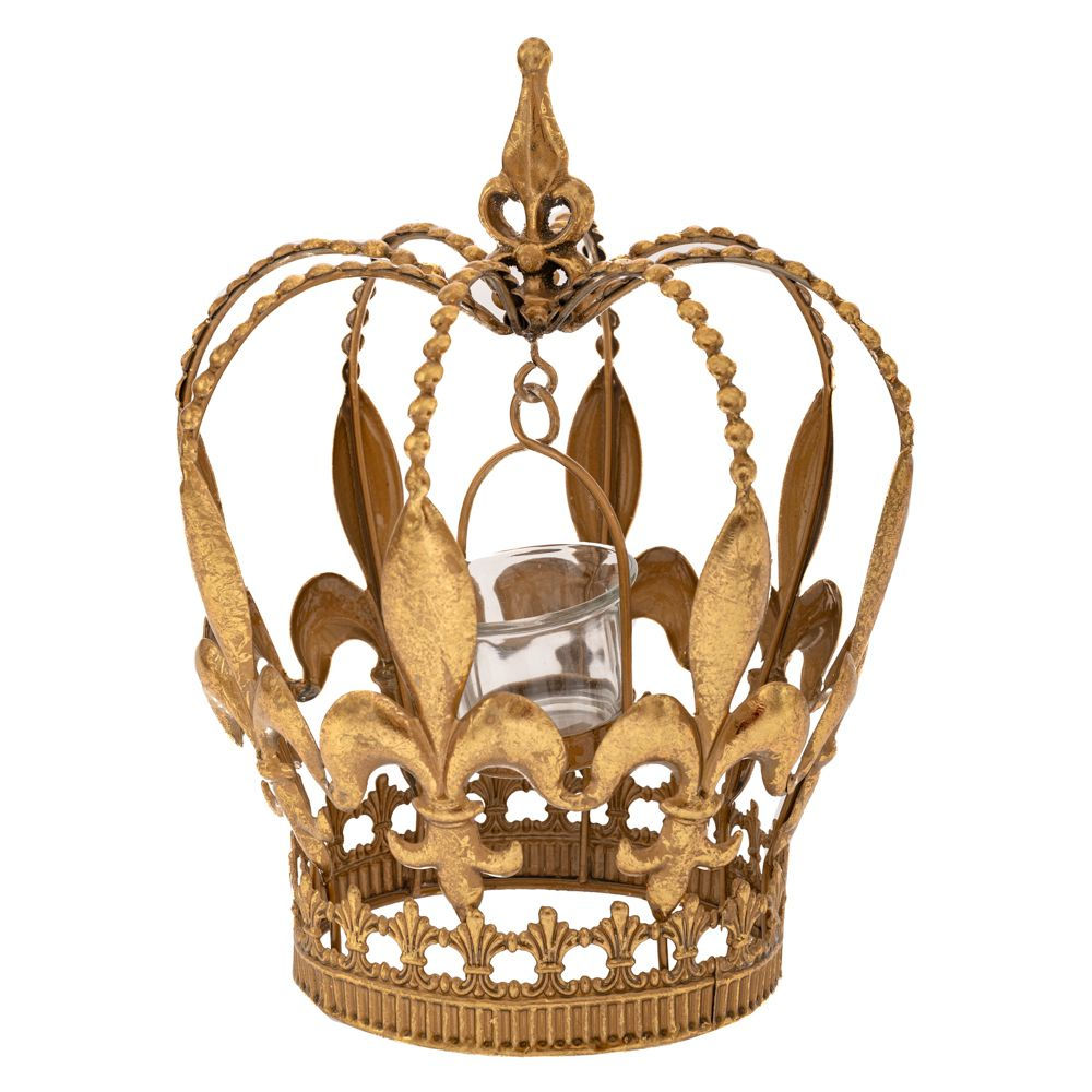 Χρυσή, μεταλλική κορώνα-κηροπήγιο