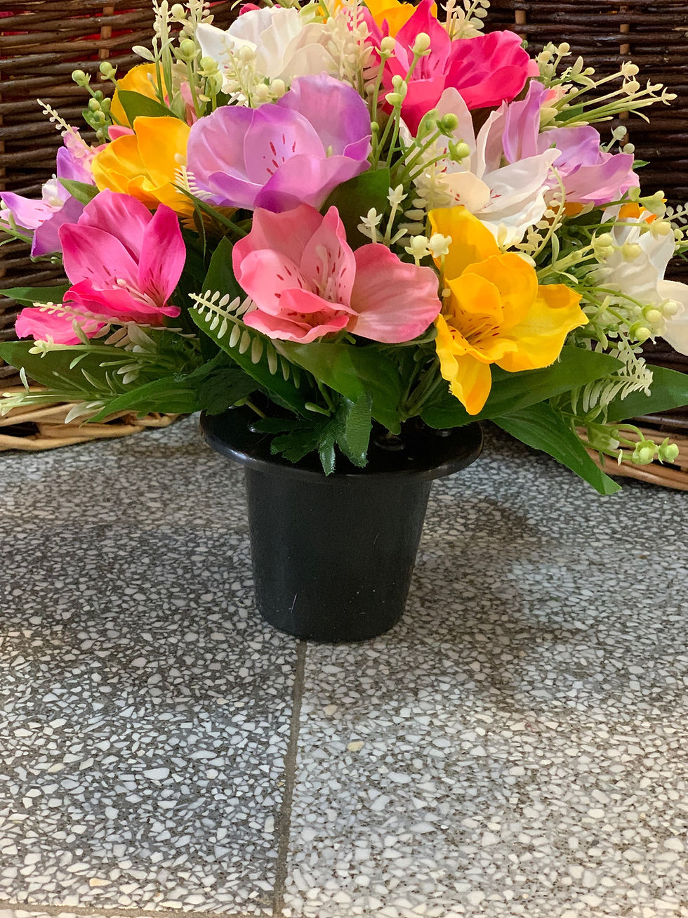 Thumbnail: Alstroemeria Grave Pot Arrangement Multicoloured 