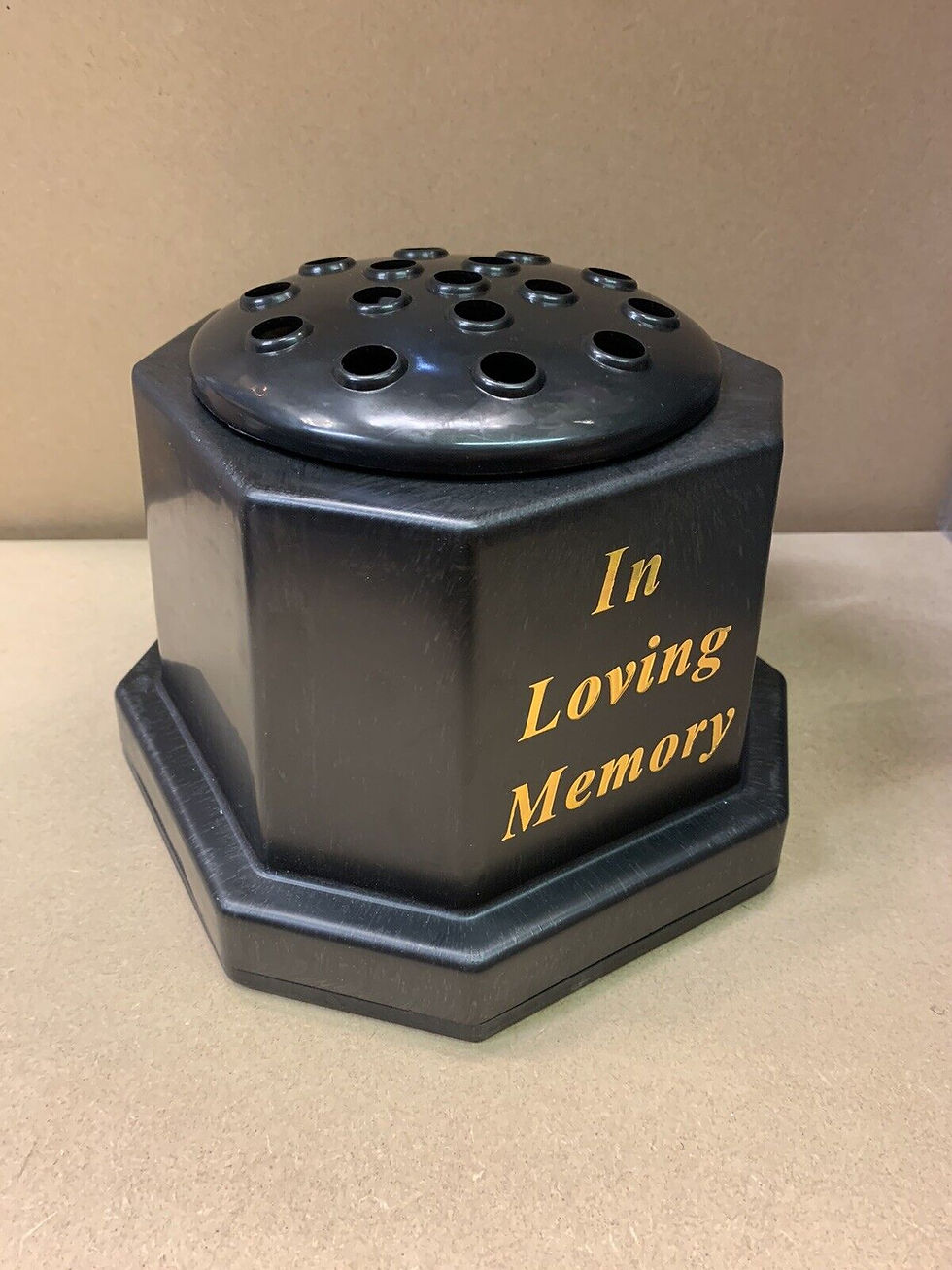 Thumbnail: Black Grave Gold Vase Cemetery Flower Pot