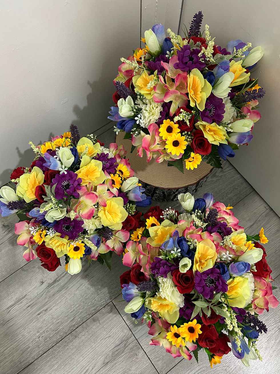 Thumbnail: Spring/Summer Mix Flower Arrangement in a Crem Pot