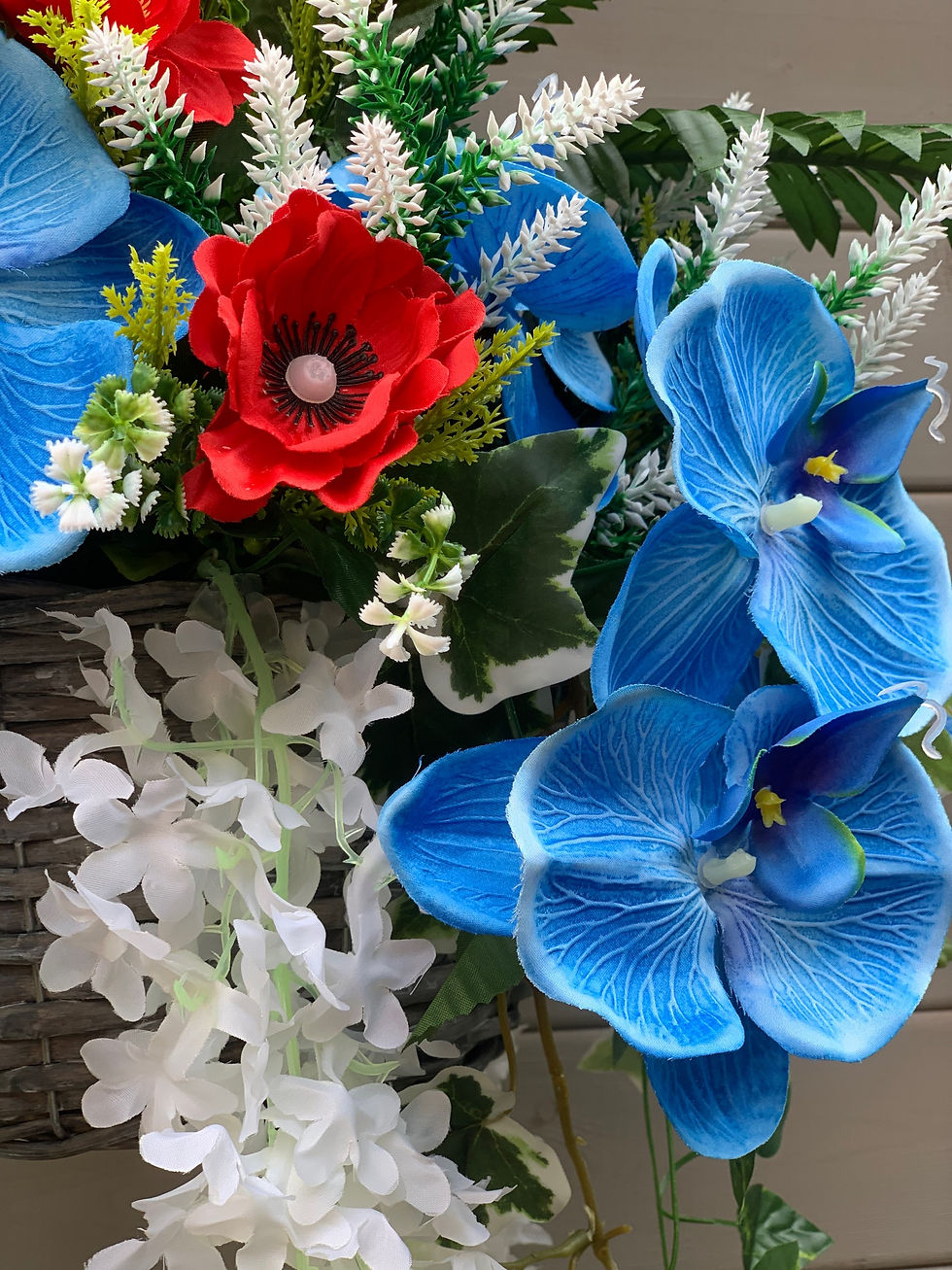 Thumbnail: Red Blue & White Garden Hanging Basket Large