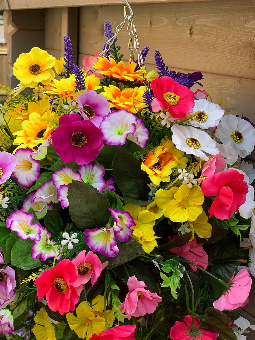 Thumbnail: Large Garden Basket Colourful Flowers Length 70cm