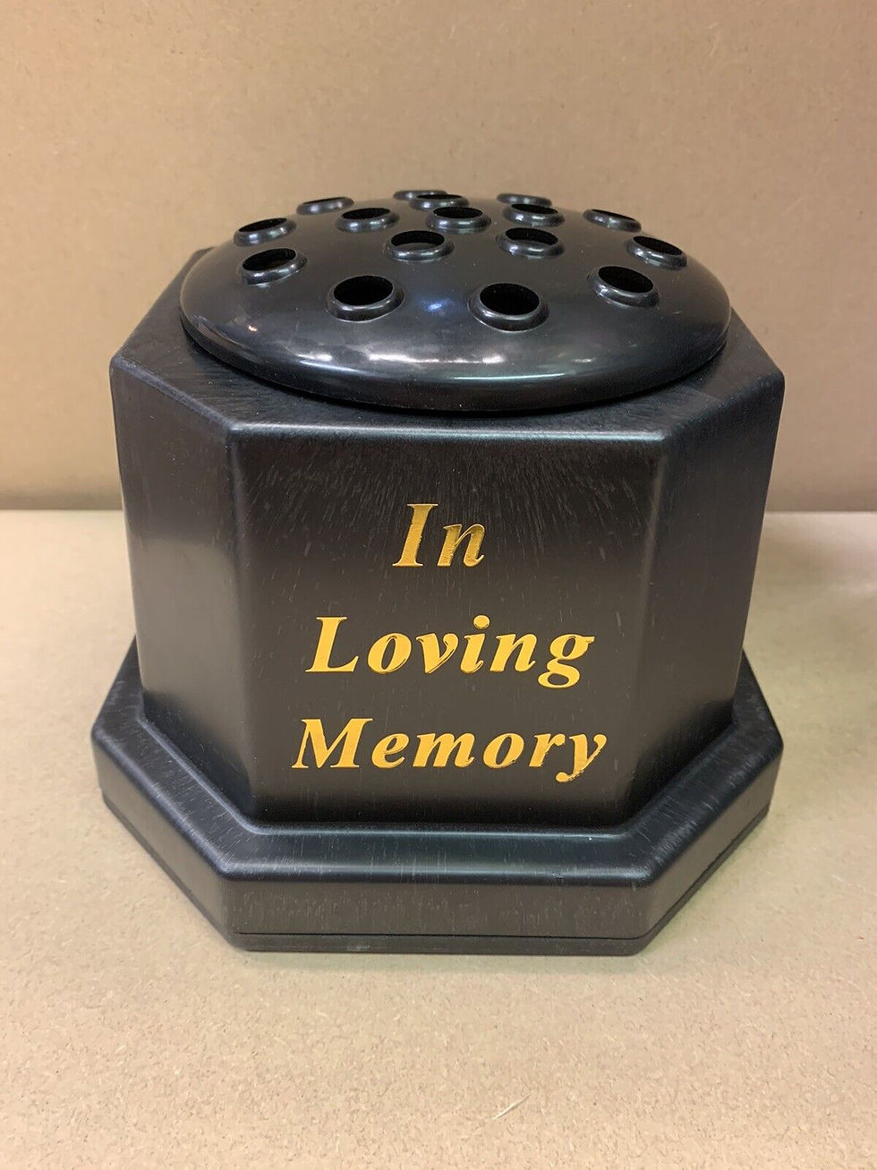 Thumbnail: Black Grave Gold Vase Cemetery Flower Pot