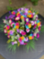Thumbnail: Large Rainbow Rose & Purple Flowers Arrangement 