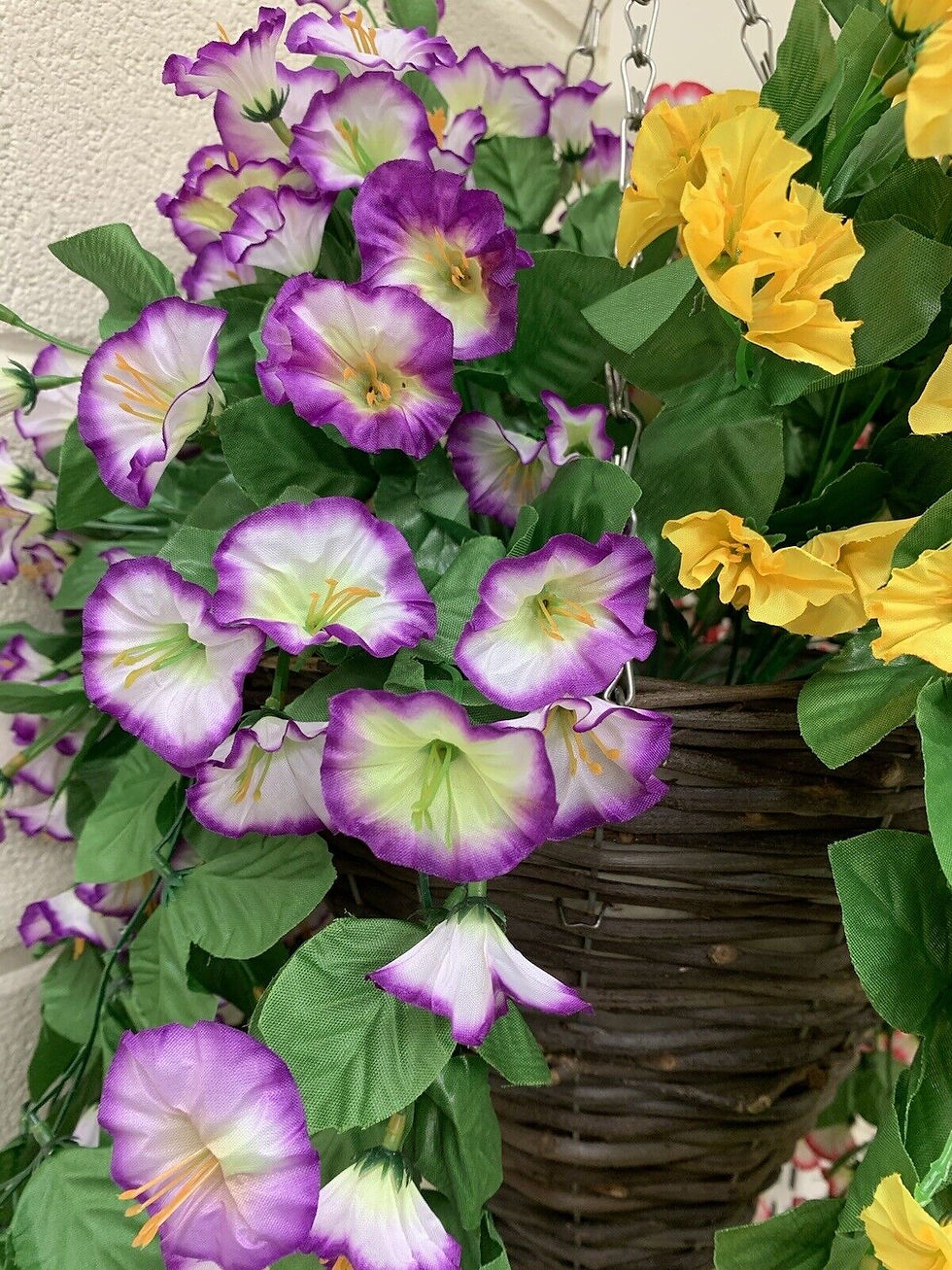 Thumbnail: Yellow Pink Purple Garden Hanging Basket (cone shaped )
