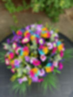 Thumbnail: Large Rainbow Rose & Purple Flowers Arrangement 