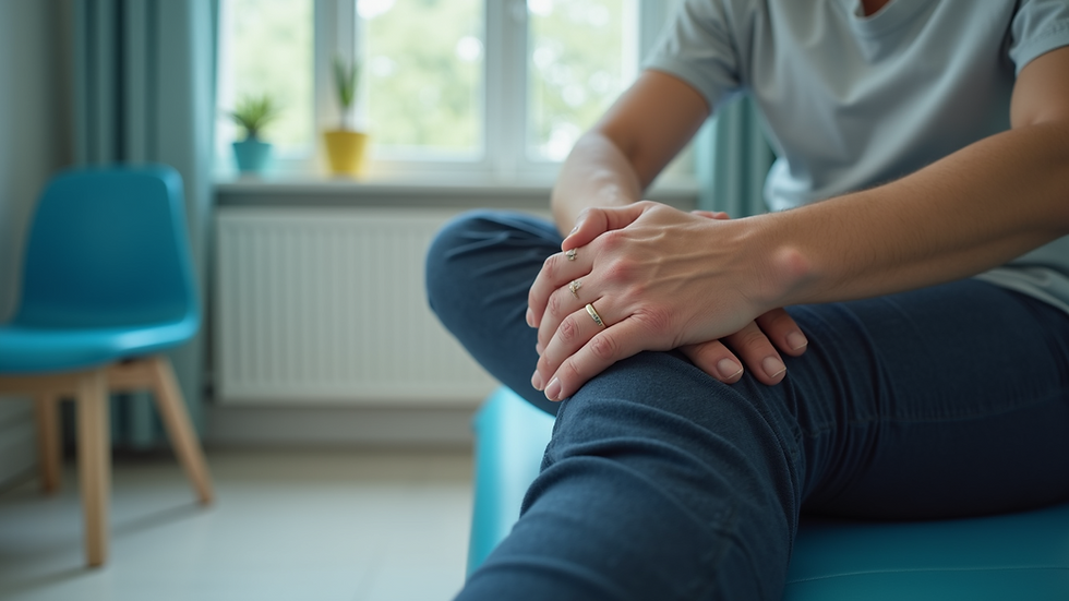 Close-up view of a physical therapy session focusing on a patient’s knee