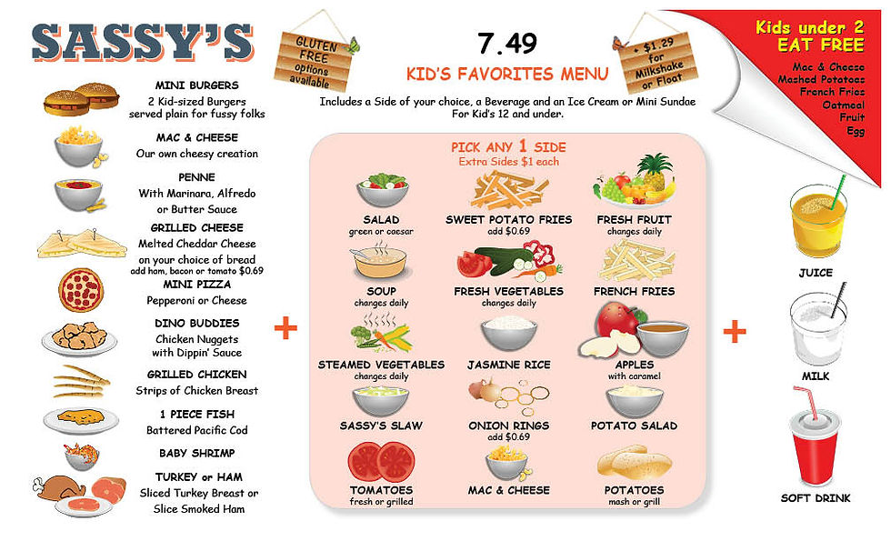 Sassy's Kid's Menu Favourites