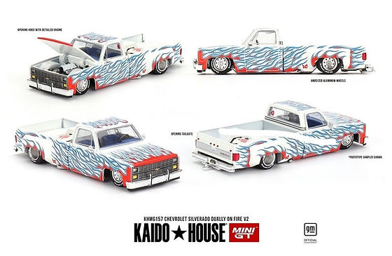 街道ハウス CHEVROLET SILVERADO FIRE (チェイス) Kaido House x Mini GT Chevrolet Silverado Dually on Fire V2
