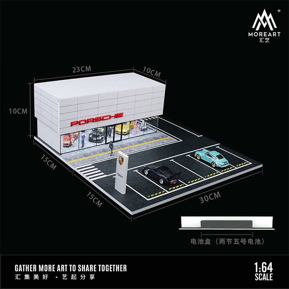 Thumbnail: More Art 1:64 Scale Diecast Diorama Porsche Showroom with Lighting