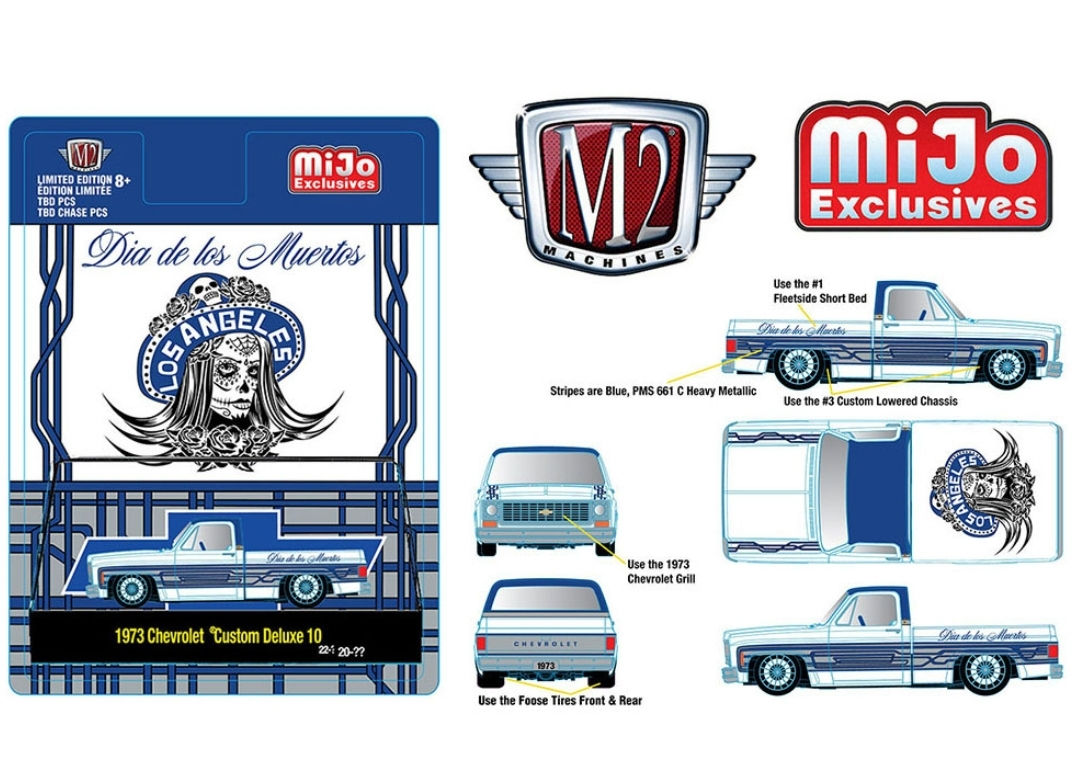 *Chase* M2 Machines 1:64 '73 Chevrolet Custom Deluxe 10 ”Dia De Los Muertos" Mij
