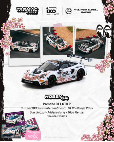 Tarmac Works 1:64 Porsche 911 GT3 R Suzuka 1000K plus Trading Card