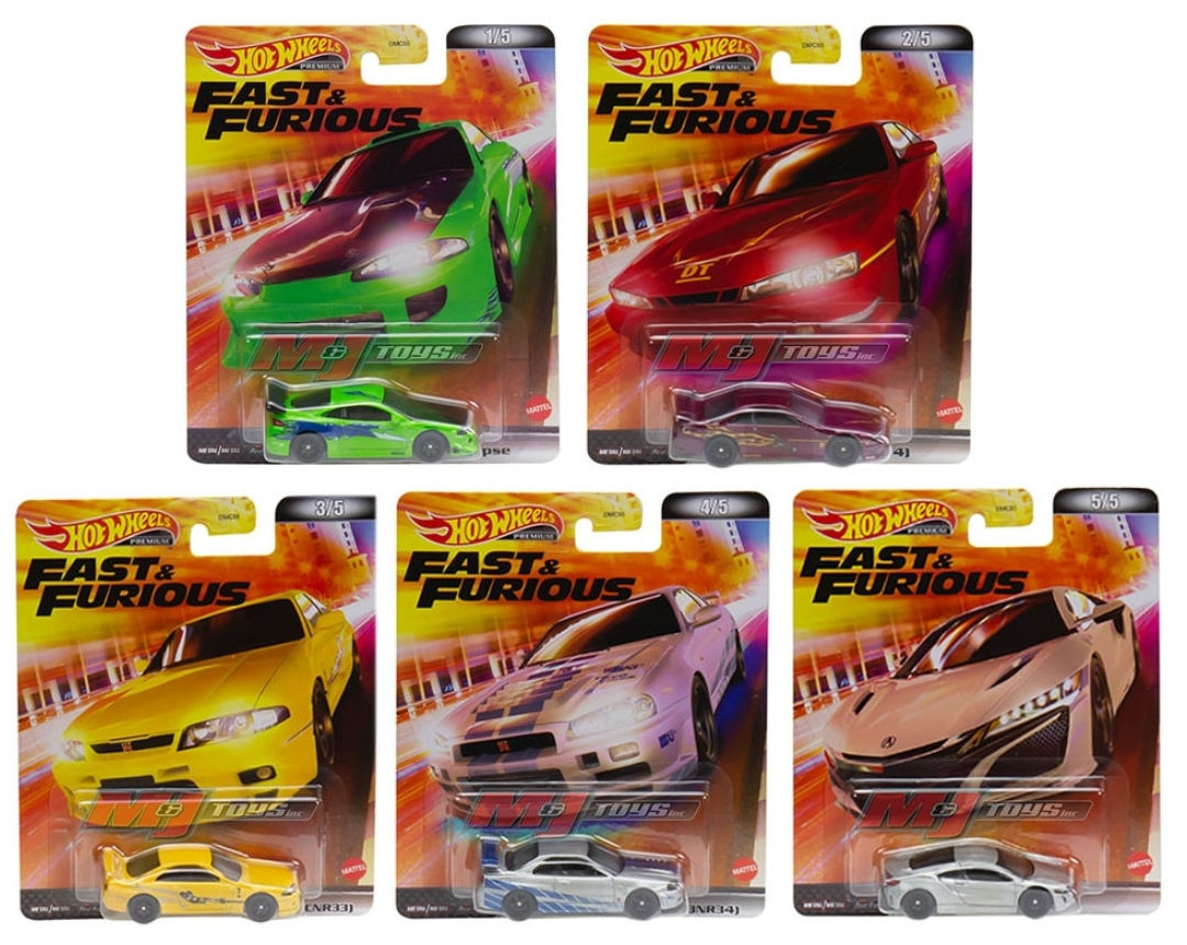 Hot Wheels 1:64 Retro Entertainment 2022 Fast & Furious L Set Of 5 Cars