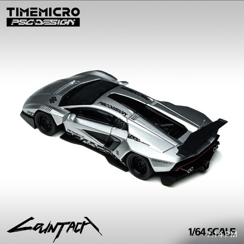 Time Micro x PSC Design 1:64 Lamborghini Countach V Silver Bullet