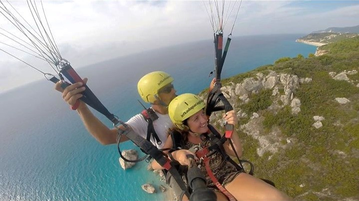 Paragliding in Greece in summer
