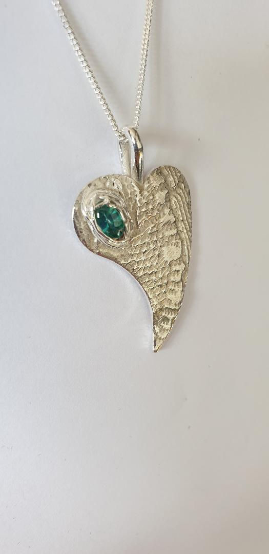 Thumbnail: Patterned Heart with tail, turquoise bead