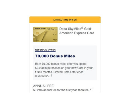 AMEX - Delta SkyMiles Gold (70,000 Bonus Miles)