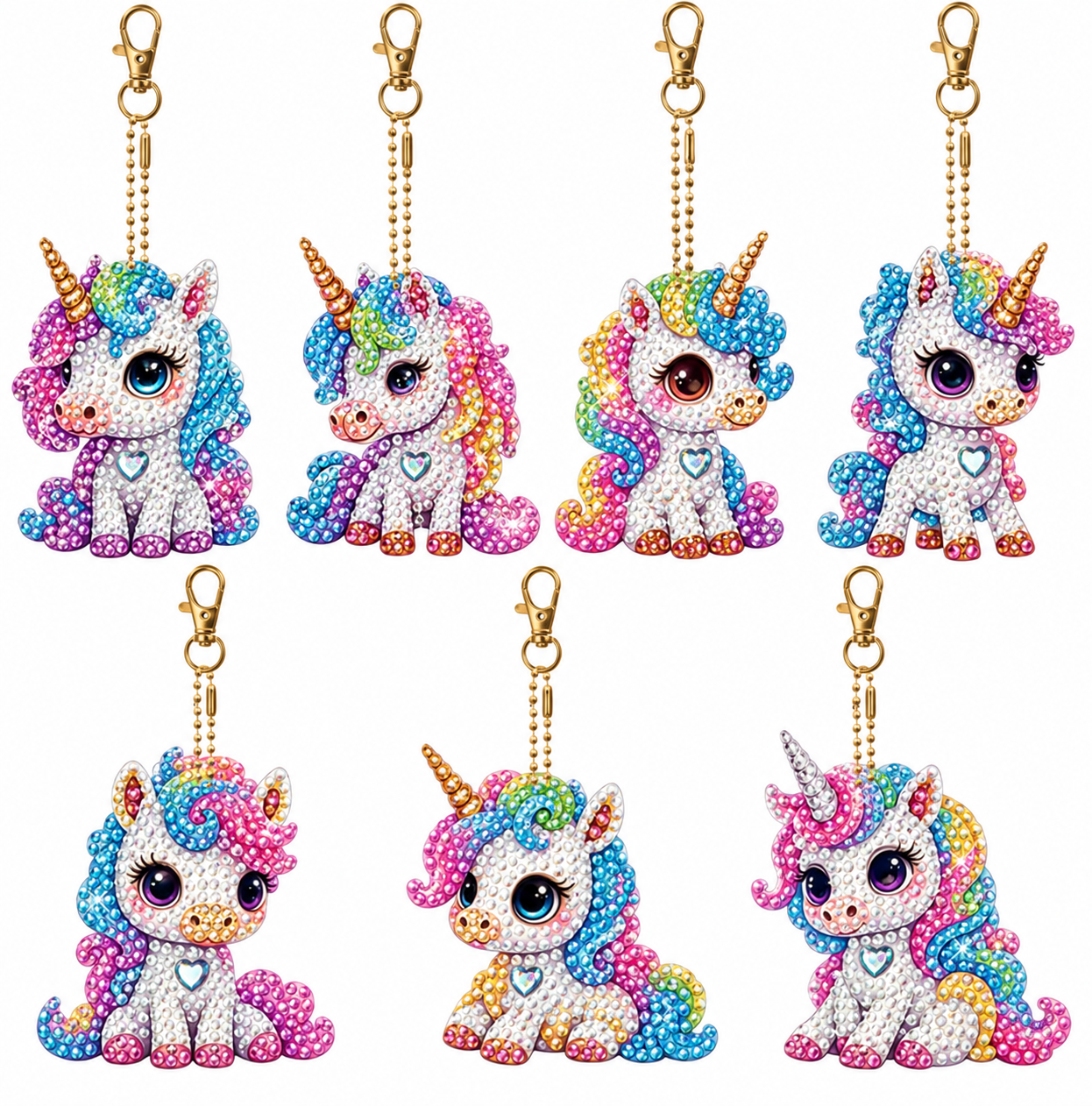 Porte-clés Licornes en Diamond Painting