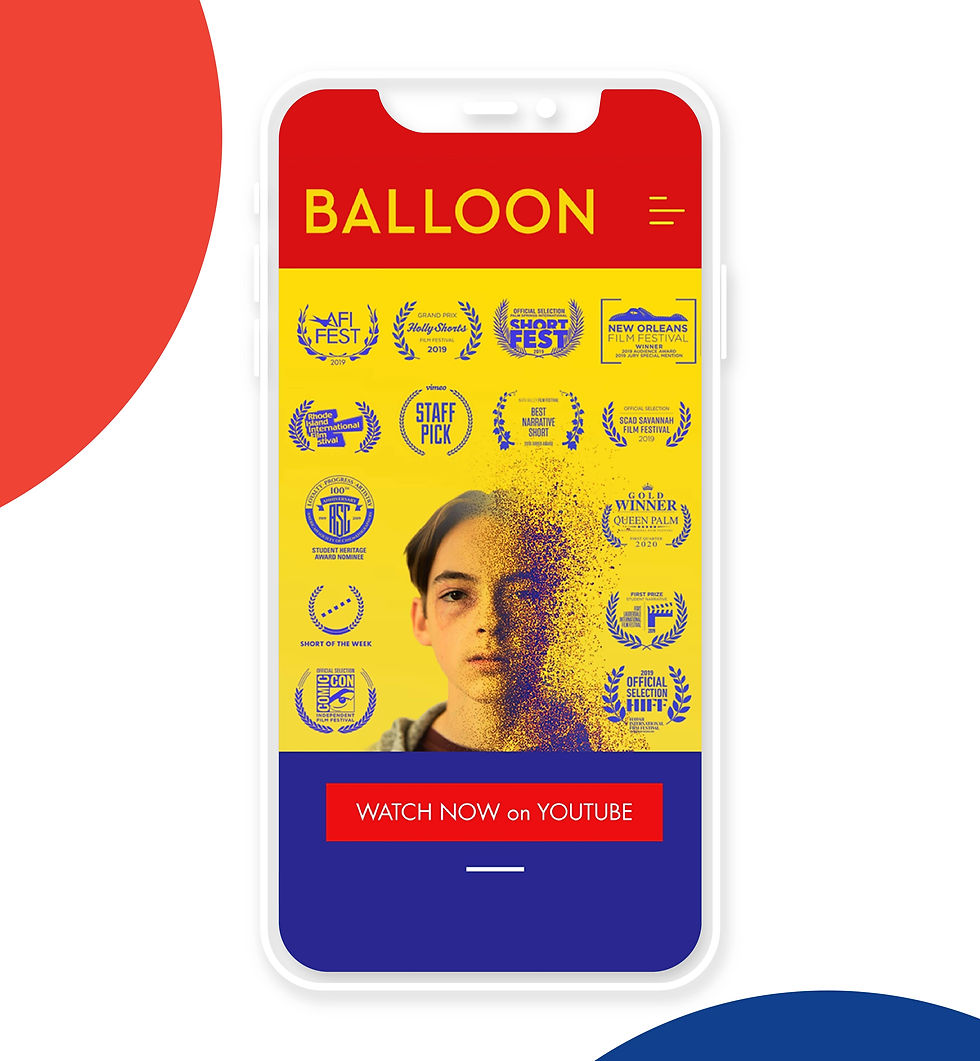 Design do site mobile do Balloon movie
