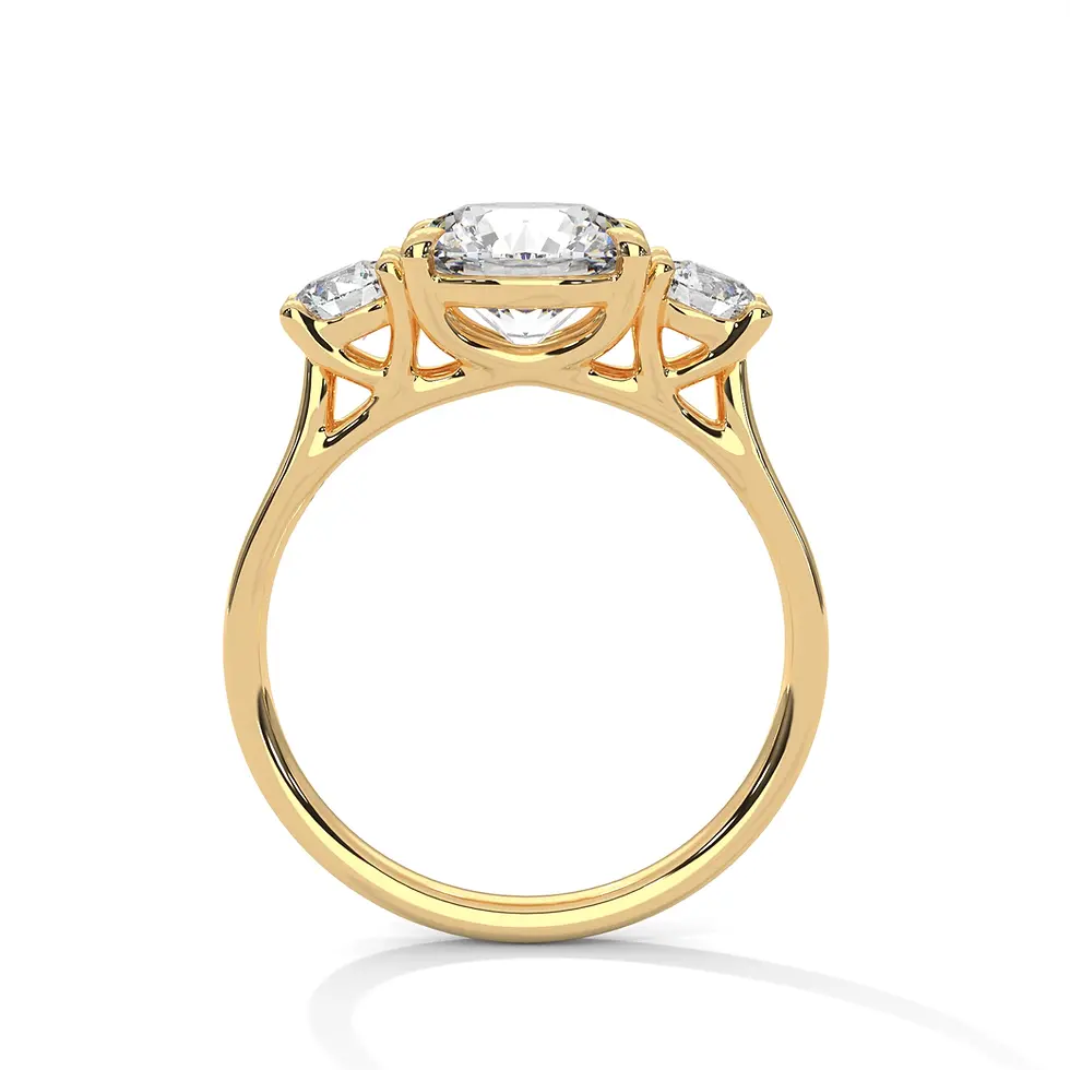 Miniature : Bague de fiançailles trilogie diamants ronds or jaune vue de profil PIRMA Paris