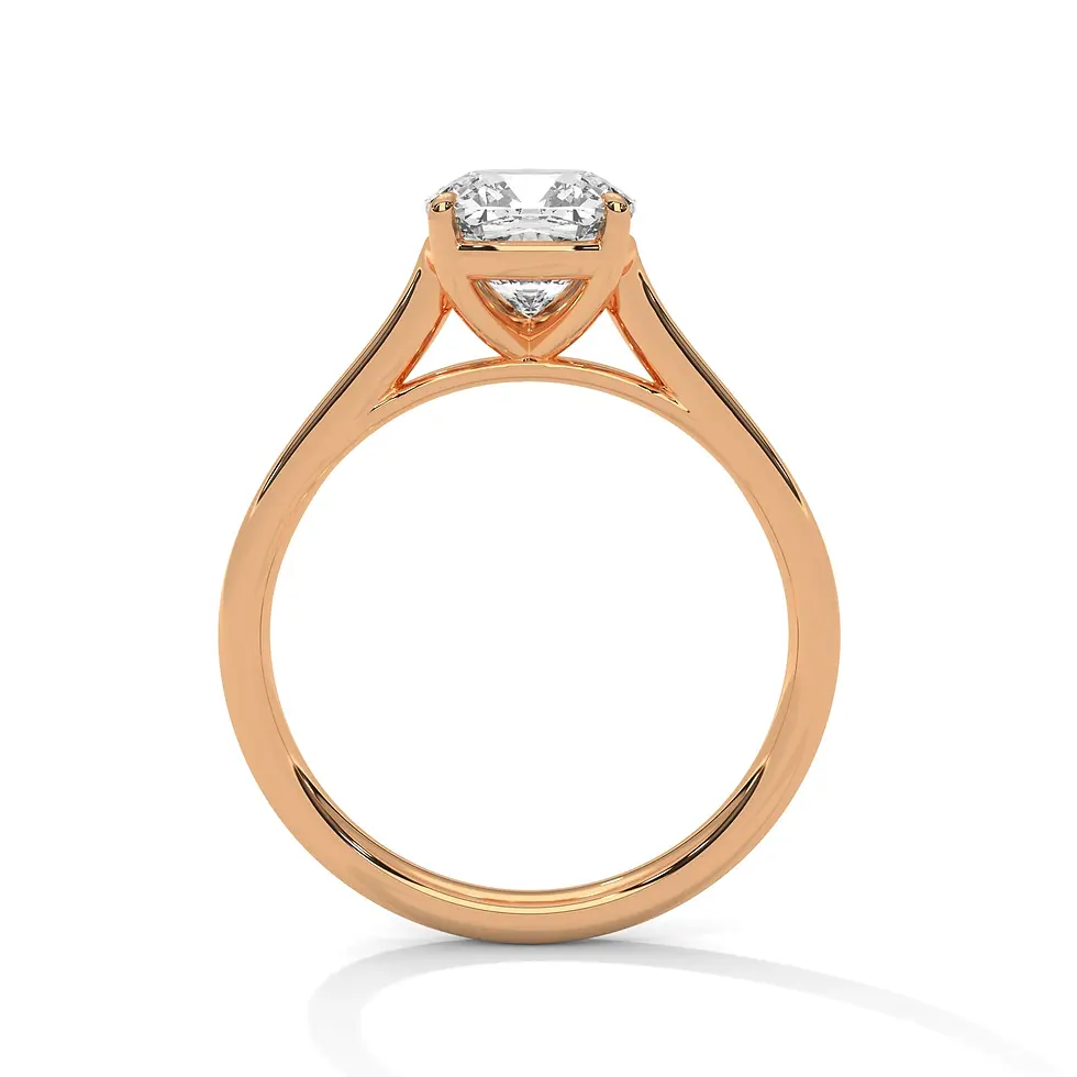Miniature : Bague de fiançailles classique diamant coussin 2 carats or rose vue de profil PIRMA Paris