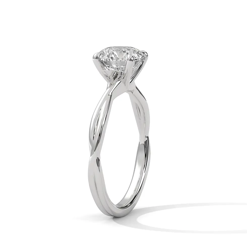 Miniature : Bague de fiançailles entrelacée en or blanc avec diamant rond, vue de 3/4 - PIRMA Paris