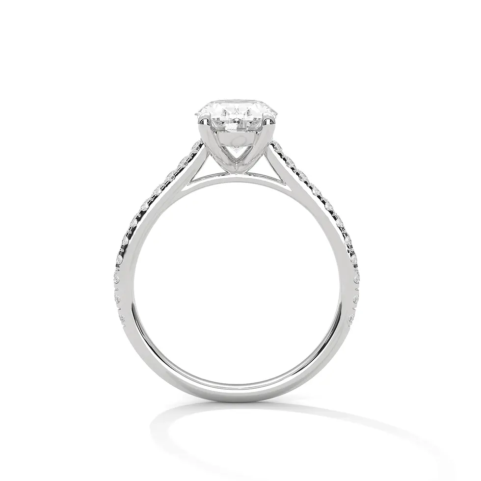 Miniature : Bague de fiançailles pavée diamant ovale 2 carats or blanc vue de profil PIRMA Paris